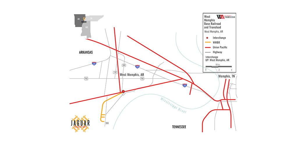 West Memphis Base Railroad and Transload Map